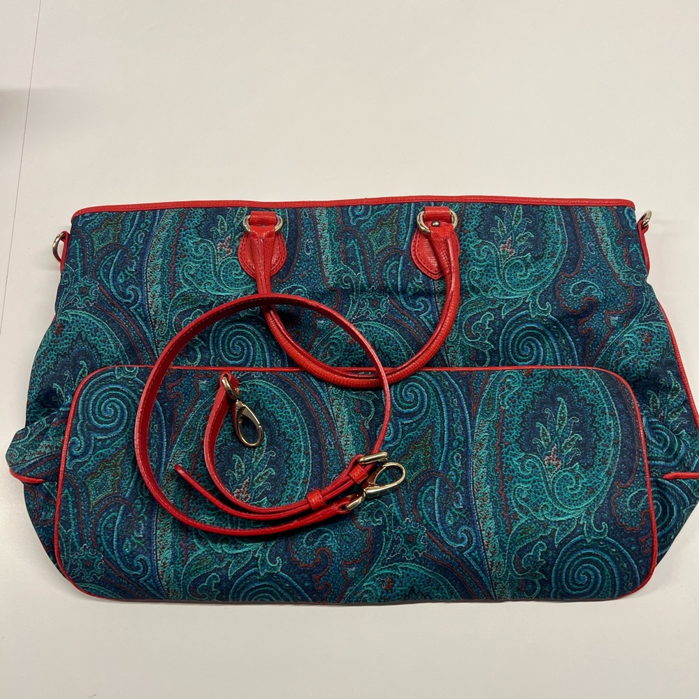 Etro leather and nylon tote